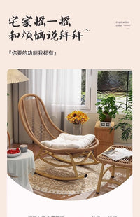 Rattan Rocking Chair for Adults, Balcony Garden Outdoor Use, Modern Style
