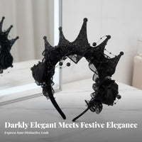 dark romantic & fashion blossom Lace Crown celebration Wear Celebratory Crown Handmade Hair Accessory Colorful for Cosplayers, Party-Goers, Halloween Parties, Costume gatherings, Photo Shoots, Photoshoots