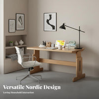 Height Adjustable Kids Desk Solid Wood Student Desk Compact Design Lifting Study Table Ergonomic Workspace Suitable for Parents Homeschooling Bedroom Study Area