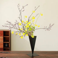 Cone Vase with Square Base Tapered Flower Holder Tall for Entryway, Minimalists