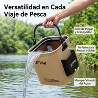 Foldable Fishing Bucket, Portable Foam Cube for Live Fish, with Handle, Desert Yellow