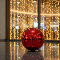 Glossy Christmas Ornament with Gold Cap Reflective Christmas Ornament Round Hanging Baubles Decorative for Holiday Display