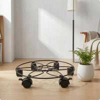 Lockable Caster Plant Stand Wire Frame Round Plant Mover Metal for Garden