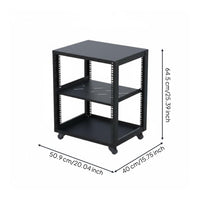 1 Open Frame Rack Adjustable Network Rack Multi-layer Equipment Shelf Mobile Unit Steel Construction Suitable for IT Professionals Home Workspace Studios