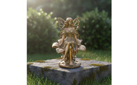 Bronze Finish Fairy Sculpture Resin Material Flower Fairy Statue for Yard