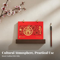 2026 Calendar, Chinese Style Wooden Desk Accessory, Monthly Planner