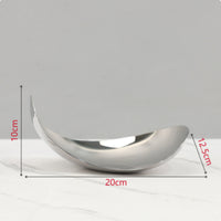 Mirror-Finish Tray Silver Curved-Moon Tray Decorative Curved-Moon Dish