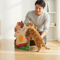 Play and Rest Corrugated Feline Scratcher Easy Assembly Feline Scratch Board Space-Saving for Cats, Indoor