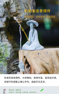 Simulated Fishing Elder Ornament for Garden Rockery and Bonsai