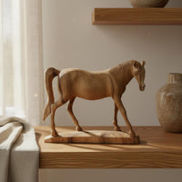 Vintage Horse Sculpture Retro Style Wooden Horse Figurine Elegant Accent Piece Home Decoration for Living Room, Office