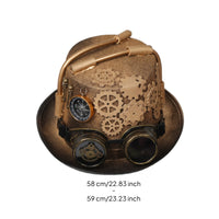 Gear Appliques Wide Brim Steampunk Hat Goggles Hat Compass Ornament for Halloween