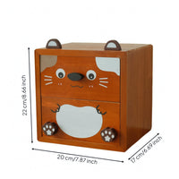 Feline Face Storage Box Pull-out Drawers Wooden Drawer Organizer Easy to Clean for Desktop