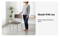 Wood and Metal Dining Chair Minimalist Design for Cafe, Office Workers, Students