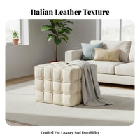 Cube Pouf Italian Design Ottoman Modern Luxury for Living Room, Entryway, Adults