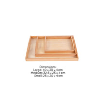 3 Pieces Natural Educational Tray with Handles Rectangular Wooden Tray with Handles Shallow Smooth for Teachers