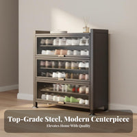 Multi-Layer Footwear Storage Unit Dustproof Steel Shoe Rack with Doors Large Capacity for Homeowners, Apartment Dwellers, Hallway, Mudroom