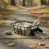 Front Bike Basket with Wood Base Natural for Shopping, Commuters