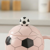 Football Shaped Cup with Lid 400ml Capacity Soccer Ball Mug Creative Design Soccer Football Mug for Kids, Desk Decoration, Office