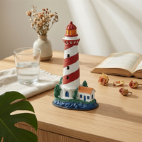 Lighthouse Ornament Striped Mediterranean Lighthouse Ornament Resin