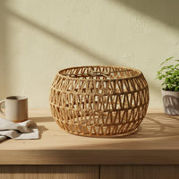 Woven Rattan Lampshade Handmade Wicker Hanging Shade Wabi-Sabi Design