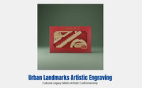 Creative Bamboo Ruler Set, Urban Landmark Engraved, DIY Souvenir, School Stationery, Gift