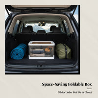 Outdoor Camping Folding Storage Box, Side-Opening, Stackable, Car Organizer, Wooden Lid, Clothes Holder, Plastic