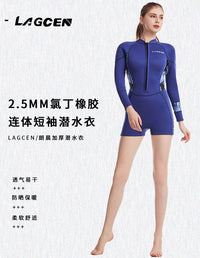 潜水服女加厚2.5MM连体深浅泳衣防寒保暖水母衣浮潜冲浪服游泳衣