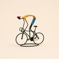 Cycle Statue Vintage Design Abstract Bike Sculpture Colorful Accents Metal Cycle Decor for Entryway