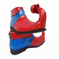 Black Rubber Sole Curled Toe Clown Shoes Synthetic Upper Pointed Toe Clown Shoes Glossy for Stage