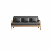 Straight-Line Wooden Couch Nordic aesthetic 3-Seater Sofa clean contemporary Design