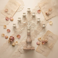 Candelabra with Wooden Base Freestanding Tabletop Candelabra Sculptural Taper Candle Holder for Event Planners, Dining Table, Wedding