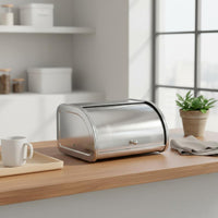 Stainless Steel Bread Box Sleek Design Hinged-Lid Bread Container for Home Cooks