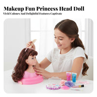 Makeup Doll Head Kit Gift Box Packaging Hairstyling Doll Head Pretend Play Easy to Design for Aspiring Stylists, Sleepovers