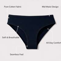 Women's Breathable Midi Brief Knickers for Everyday Wear, Seamless Mid Rise Pants with Soft Gusset, Plus Size Solid Color