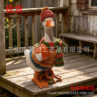 跨境新品 Autumn Pumpkin Duck Ornament 秋日南瓜鸭子树脂工艺品