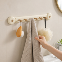 6 Hook 3M Hooks Wall Hooks Storage Rack, Pressure-mounted No-Drill Installation Synthetic Material for Bathroom, Kitchen, Bedroom Door