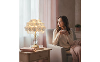 Floral Flower Table Lamp Romantic Bedside Lamp Decorative Crystal-Style for Bedroom, Reading Corner