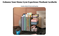 Space Saving Home Gym Storage Rack Mobile Design Exercise Equipment Organizer Sturdy Construction Home Gym Rolling Rack Large Capacity