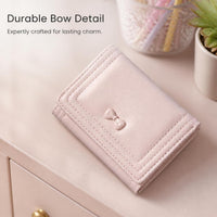 Korean Style Bowknot Short Wallet for Women, Cute Foldable Buckle Coin Purse with Card Holder