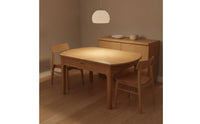 Wooden Extendable Round Dining Table Space-Saving Extendable Dining Table Adjustable Furniture Compact for Families