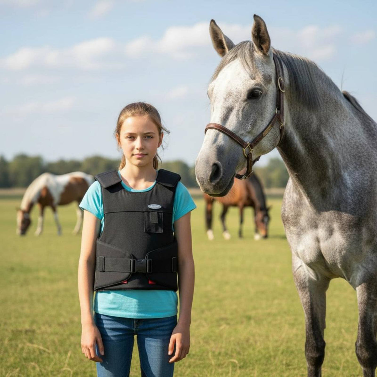 Horse Riding Torso Protector Shoulder Protection Padded Riding Vest Shock Absorbing Guarding Gear for Equestrians
