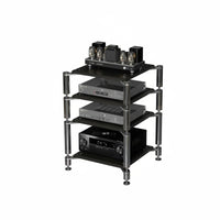 High-Fidelity Audio Stand Shock Absorption Vibration Dampening Rack 304 Stainless Steel Pillars Multi-Tier Amplifier Rack for Audiophiles