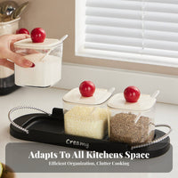 Light Luxury Design Kitchen Seasoning Container Set Food Grade Material Seasoning Box Set Lid and Spoon Included for Chefs, Foodies, Pantry