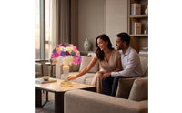 Decorative Rose Table Lamp Floral Flower Lamp Dome-Shaped Lighting Ceramic for Women, Bedroom, Bedside, Wedding