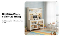 Dust-Proof Doors Pegboard Hutch Large Capacity Bookshelf Freestanding Design Storage Cabinet Modern Design for Families, Students, Homeowners, Living Room, Bedroom, Breakroom