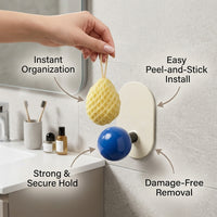 Bedroom and Closet Single Hook with Waterproof Design for Renter, No Drill Suction Bathroom and Door Hanger