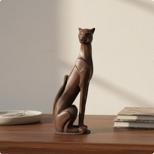 Wood Grain Dog Figurine Small Size Hand-Painted Resin Figurine for Entryway