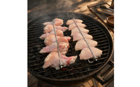 2 Pieces U-Shaped Design Barbecue Poultry Skewer Rails Even Cooking Chicken Poultry Skewer Rack Hooked End Grill Skewer Metal