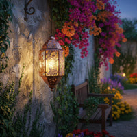 Metal Solar Lantern Auto on at Dusk Outdoor Decor Weather Resistant for Patio