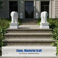 Resin Elephant Statue Pair, milky malachite Bluestone, Feng Shui Decor, Door Protector, Home & Villa Entrance Decoration